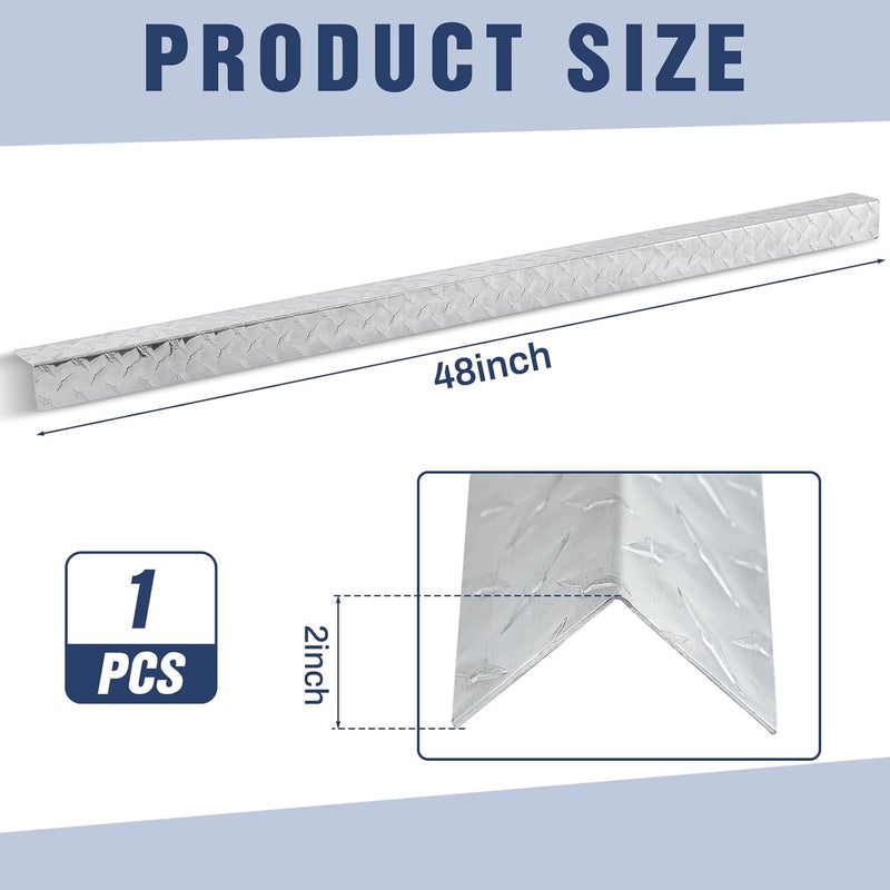 Yaocom 1.97" x 1.97" x 47.3" Aluminum Diamond Plate Angle. 063 Inch 16 Gauge Metal Wall Edge Corner Protector Guard - Image 2